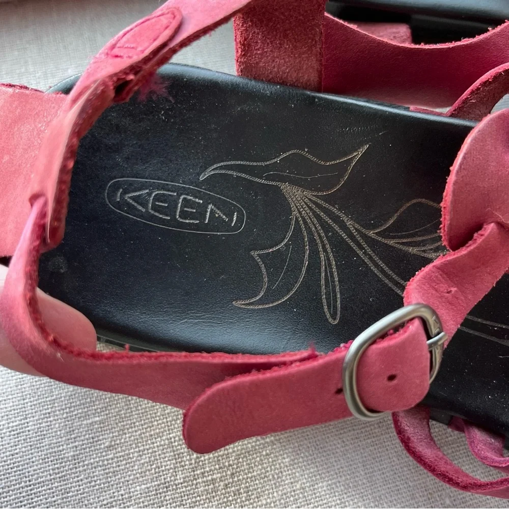 Keen Red Leather Alman Gladiator Ankle Strap Sandals, 9, Strappy Comfort - Picture 8 of 16